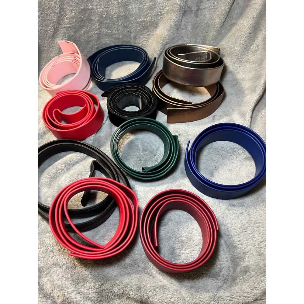 Vintage Leather Belt Strap Lot 11 Interchangeable Buckle Colorful 35–44 Inch